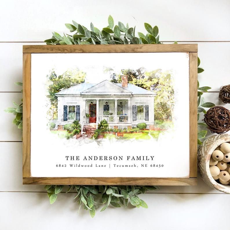 Custom Watercolor-Style Home Portrait