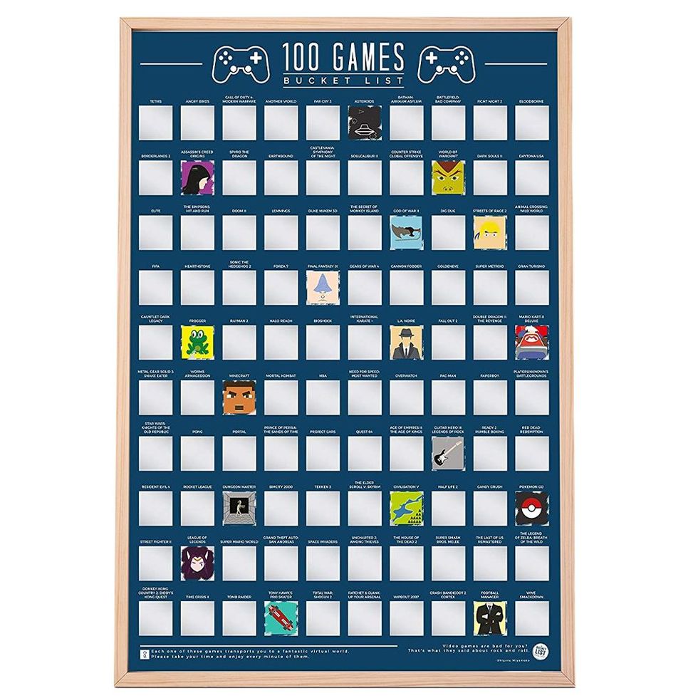 100 Video Games Bucket List Scratch Poster