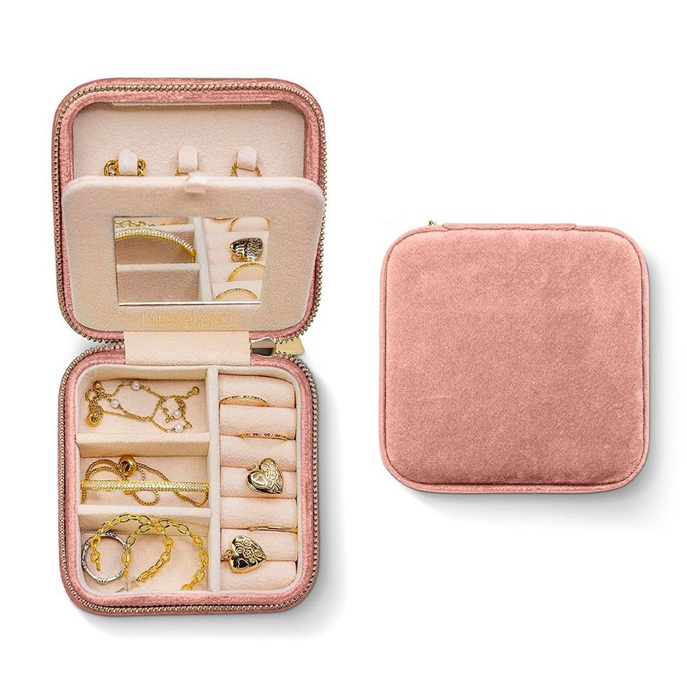 Plush Velvet Travel Jewelry Box Organizer