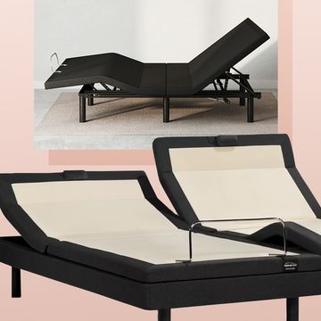 woman sitting upright in avocado adjustable bed frame woman sitting upright in avocado adjustable bed frame