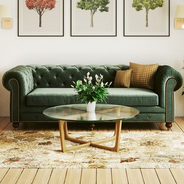 green chesterfield sofa in comfortable living room green chesterfield sofa in comfortable living room
