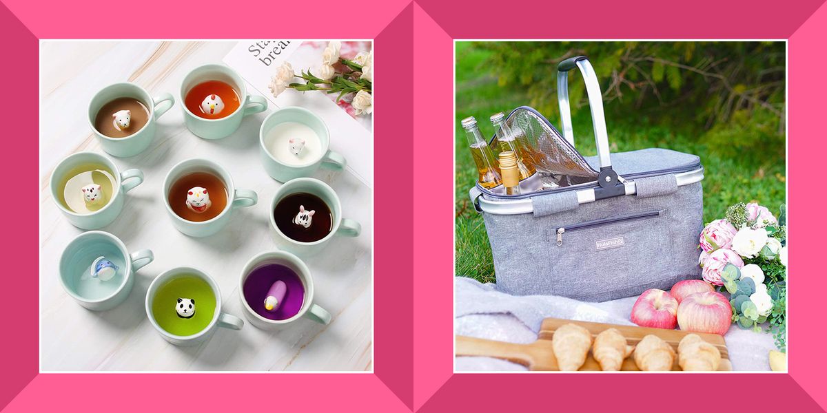 surprise animal mugs, outdoor picnic with basket