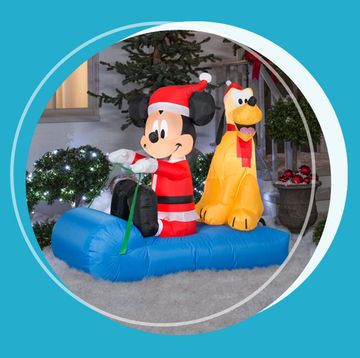 mickey and pluto on sled airblown inflatable