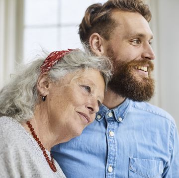 mother and son smiling
