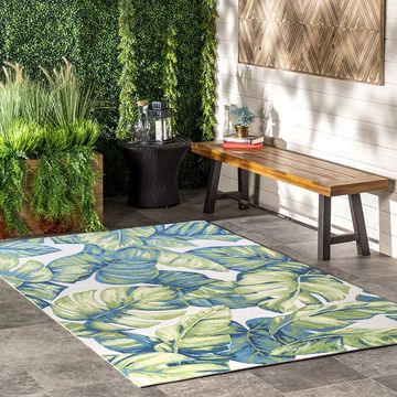 nuloom monstera leaf outdoor rug