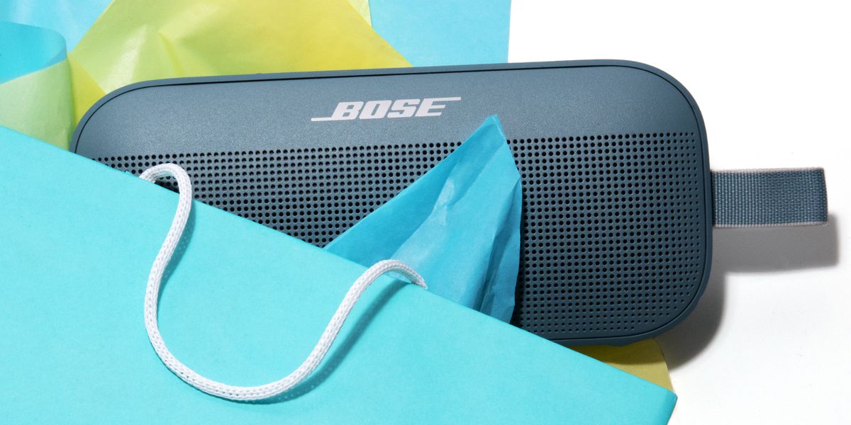 blue bose speaker in gift bag