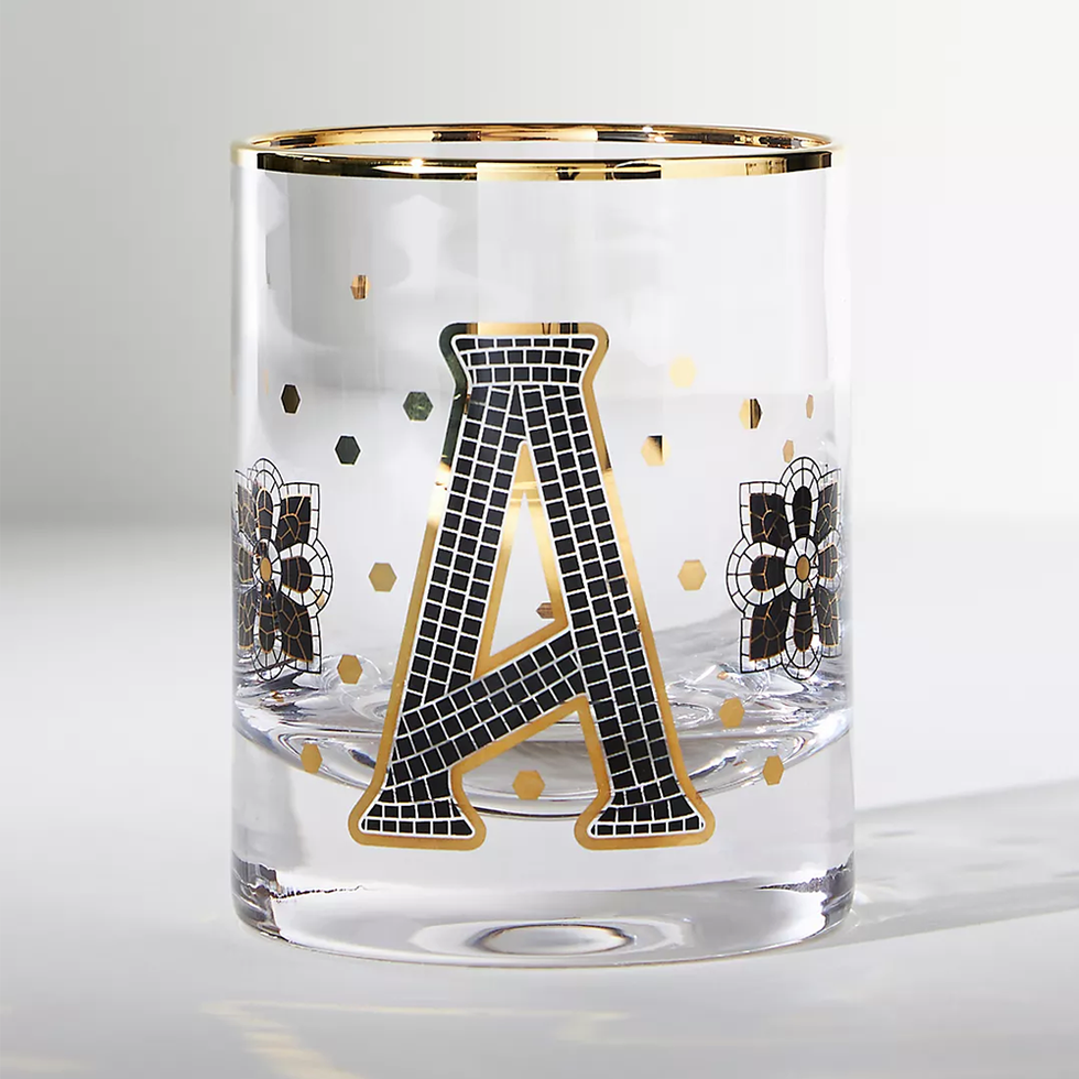 Bistro Tile Monogram Old Fashioned Glass